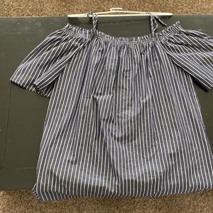 Stripes off the shoulder dress